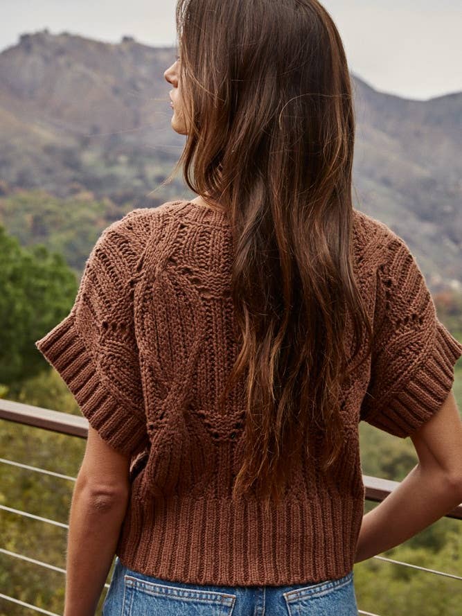 By Together - Wholesale Knit Top - Women's - W1124 | Knit Sweater Crochet Round Neck Short Sleeve Top5