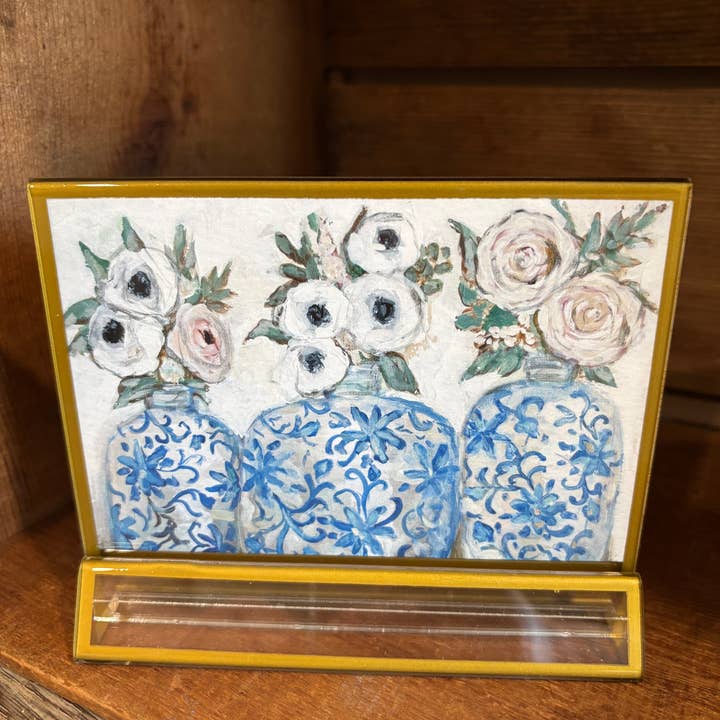 Mackenzie Kissell Art – wholesale Art print – ‘Chinoiserie Vases' in Acrylic Gold Frame Easter 4x6