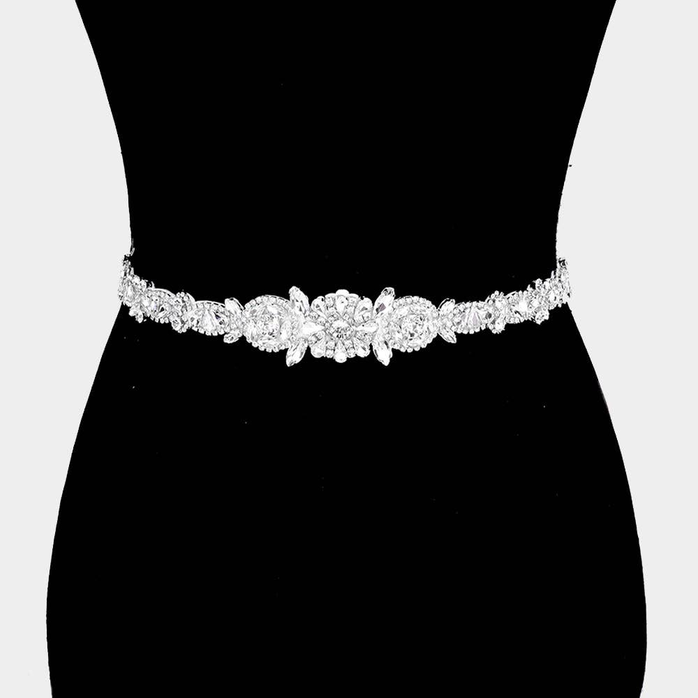 Sensibling Corp. - Wholesale Fashion Headband - Women's - Crystal Pave Bow Sash Ribbon Bridal Wedding Belt / Headband