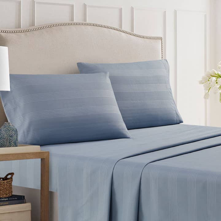 Ensemble de draps 4 pièces Thesis Classic Stripe Border - Ardoise pour la vente par Thesis