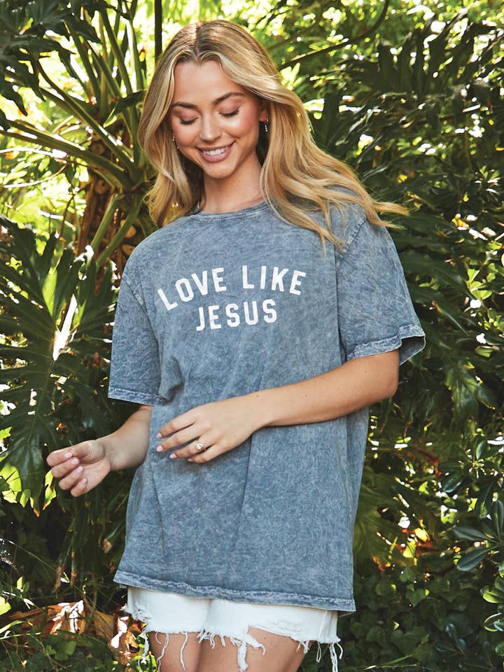 LOVE LIKE JESUS Top met minerale print voor wholesale door OAT COLLECTIVE