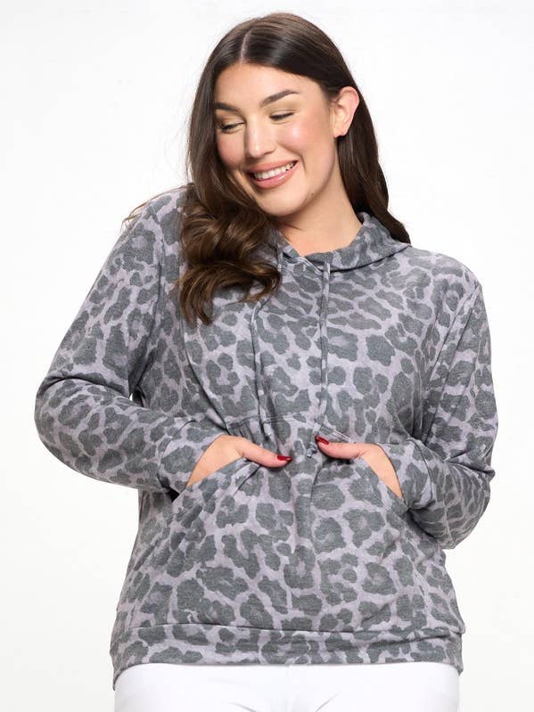 Hoodie à imprimé guépard vintage doux pour femmes 1076 pour la vente par Yelete