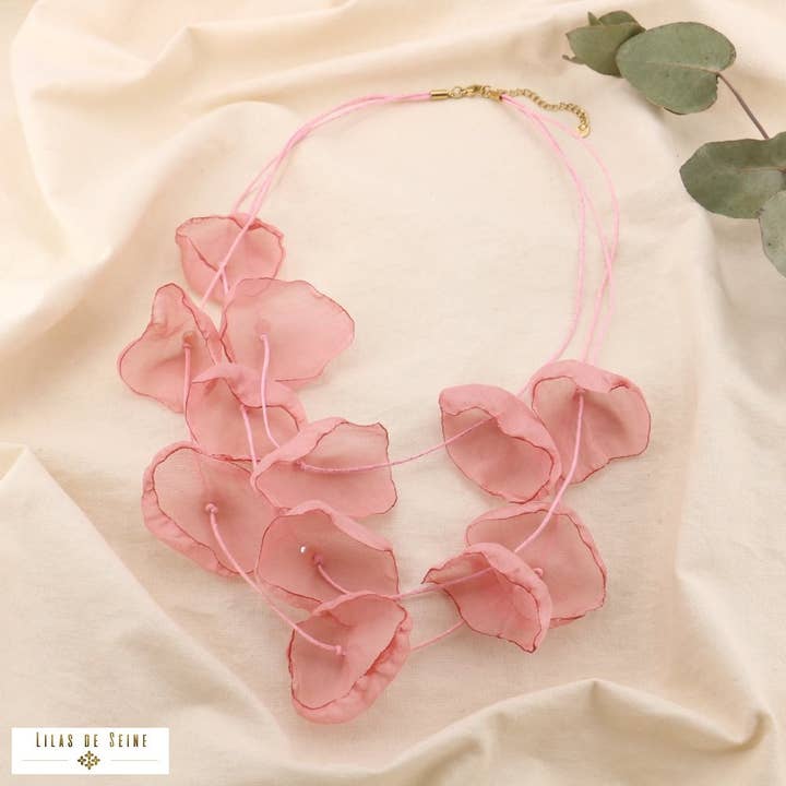 Collana bohemien in chiffon con cristalli a più fili 0125052 per la vendita all'ingrosso da parte di Lilas de Seine