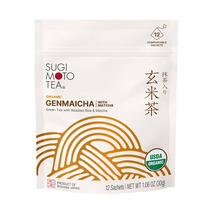 Organic Genmaicha (Green Tea with Rice) Sachet Tea Bags for wholesale by Sugimoto Tea Company