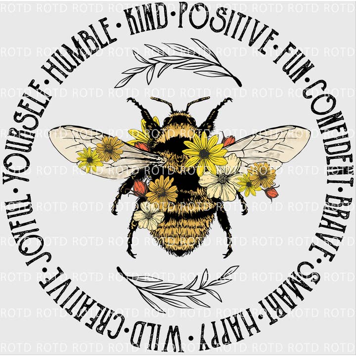 Bee Kind DTF Print for wholesale by ROTD Crafter's Corner