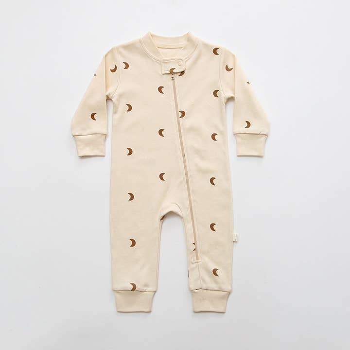 MyKids-USA® - Wholesale Jumpsuit - Baby - Baby Striped & Moon Graphic Zipper Front Design Long Sleeves