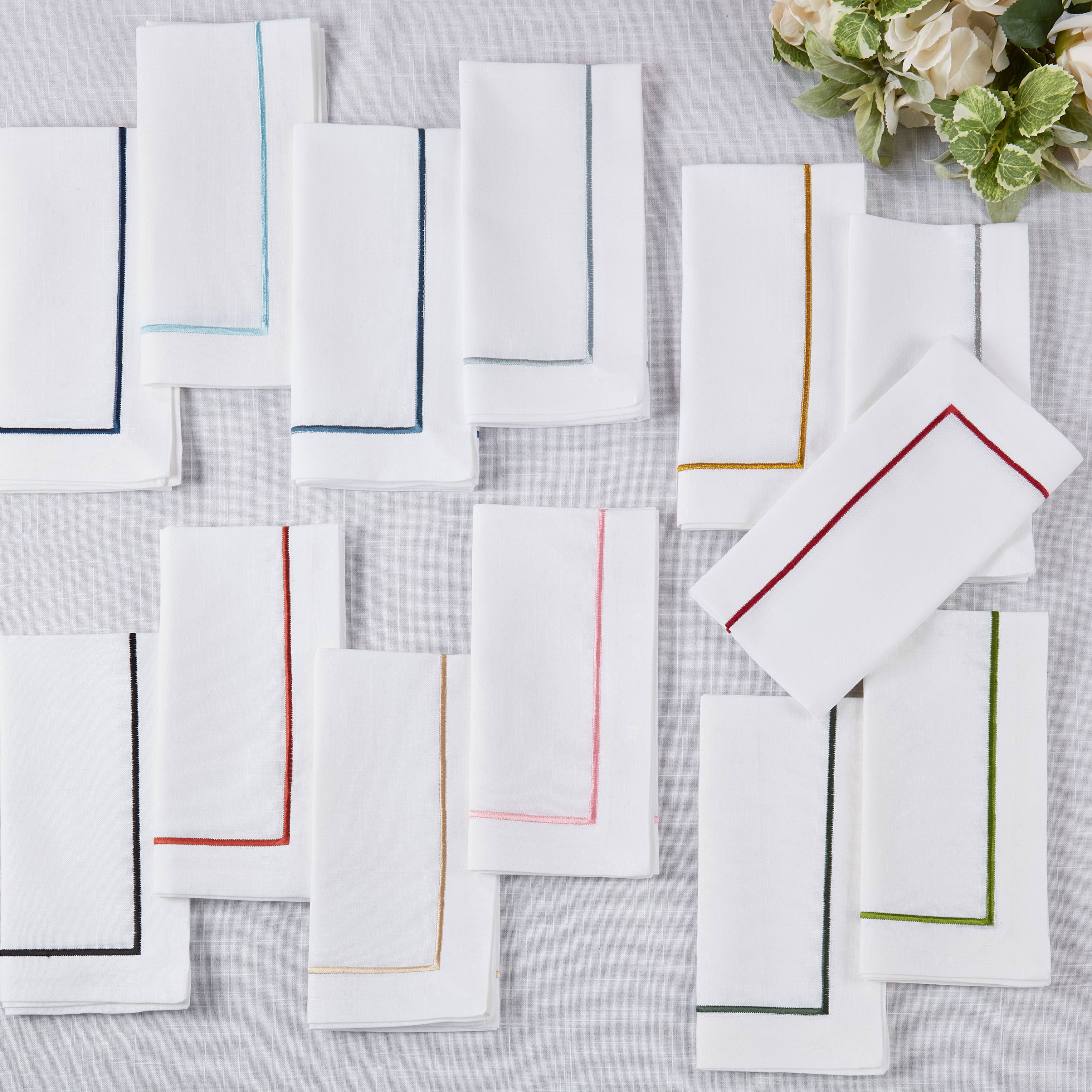 Saro Lifestyle - Wholesale Dinner & Cloth Napkin - Embroidered Line Design Napkin13