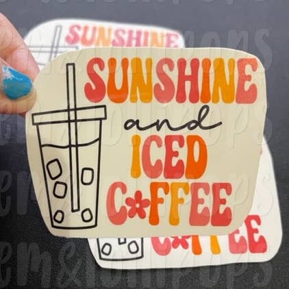 Sunshine and Iced Coffee (Retro) Sticker for wholesale by Lem&Lollipops Supply Co. LLC