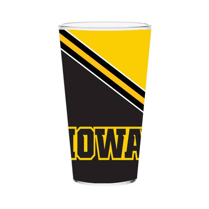 Indigo Falls - Wholesale Beer Glass/Mug - 16oz Iowa Hawkeyes Stripe Pint Glass1
