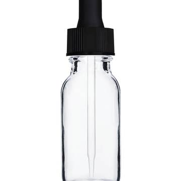 Best Bottles - Wholesale Essential Oil Holder - Boston Round Clear Bottle - 15ml (Multiple Dropper Colors)