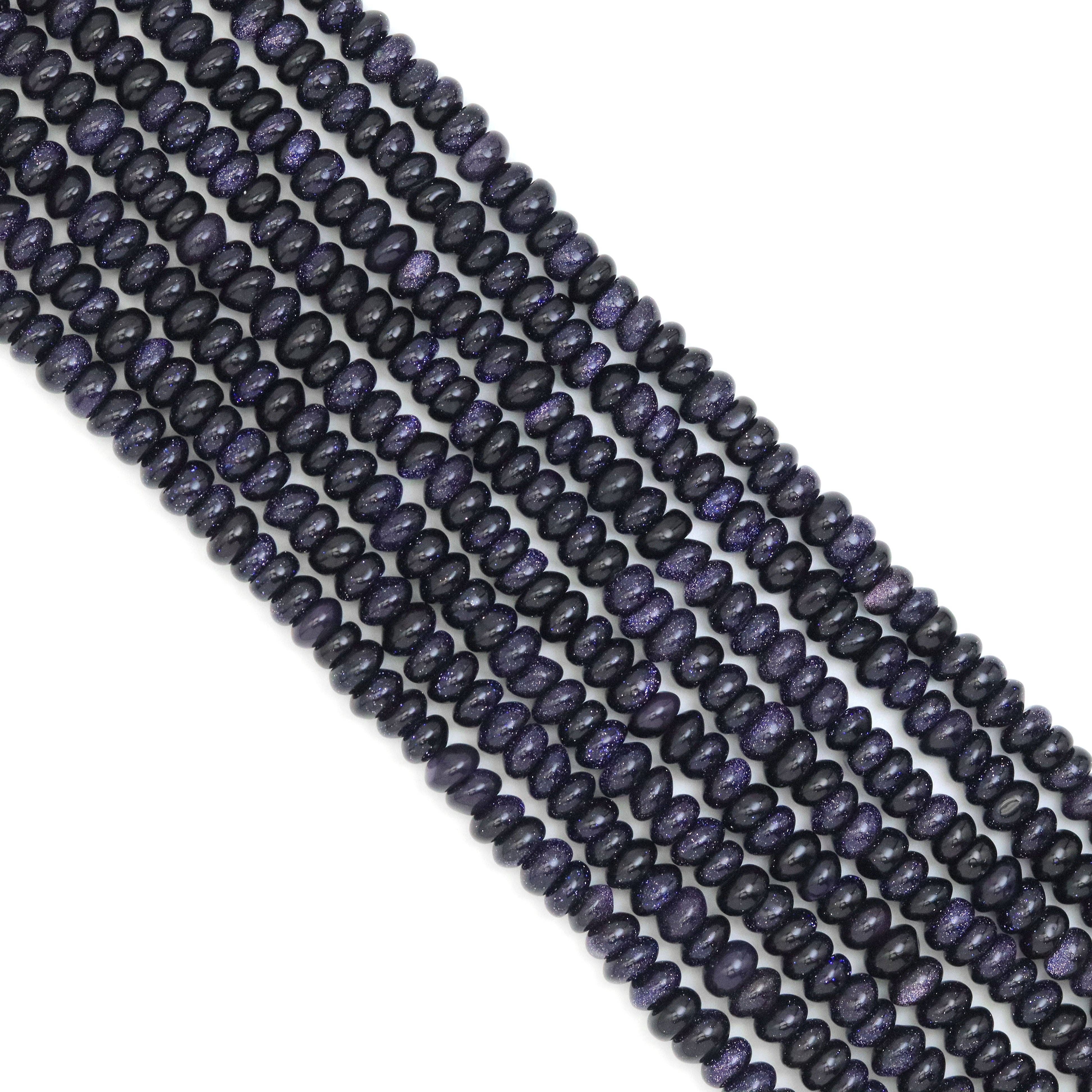 BestBeads&Beyond - Wholesale Beads - 5x8mm Rondelle Smooth Blue Goldstone Beads, Sku#U19662