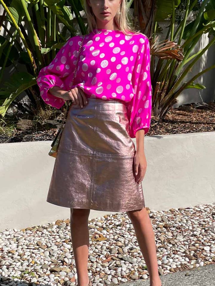 Hoss Roségoldener Lederrock Michelle für den Großhandel von HOSS