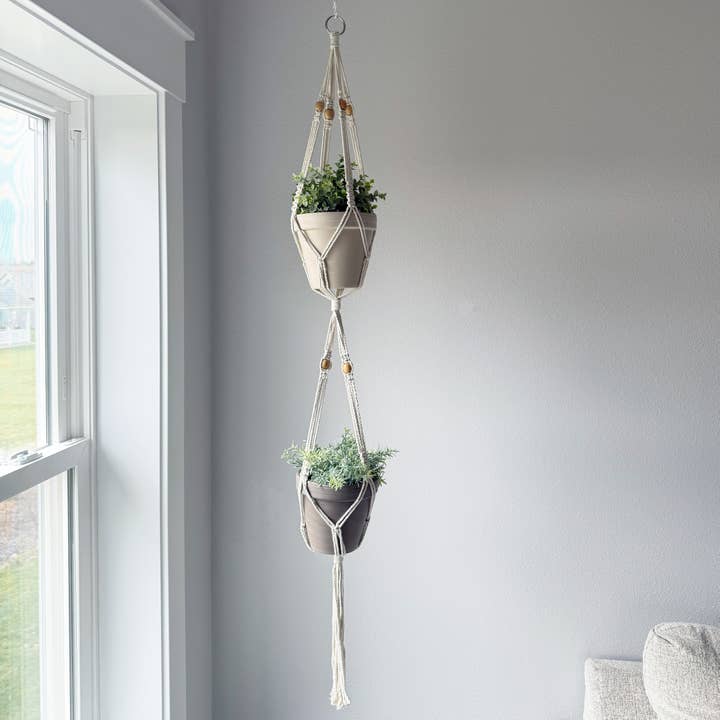 Standard Double Macramé Plant Hanger for wholesale by Meesh Drops