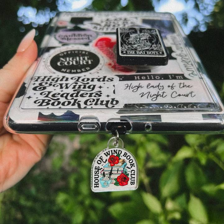 Kindle Charm, House of Wind Bookish E-Reader Dust Plug for wholesale by Amberlin Studio