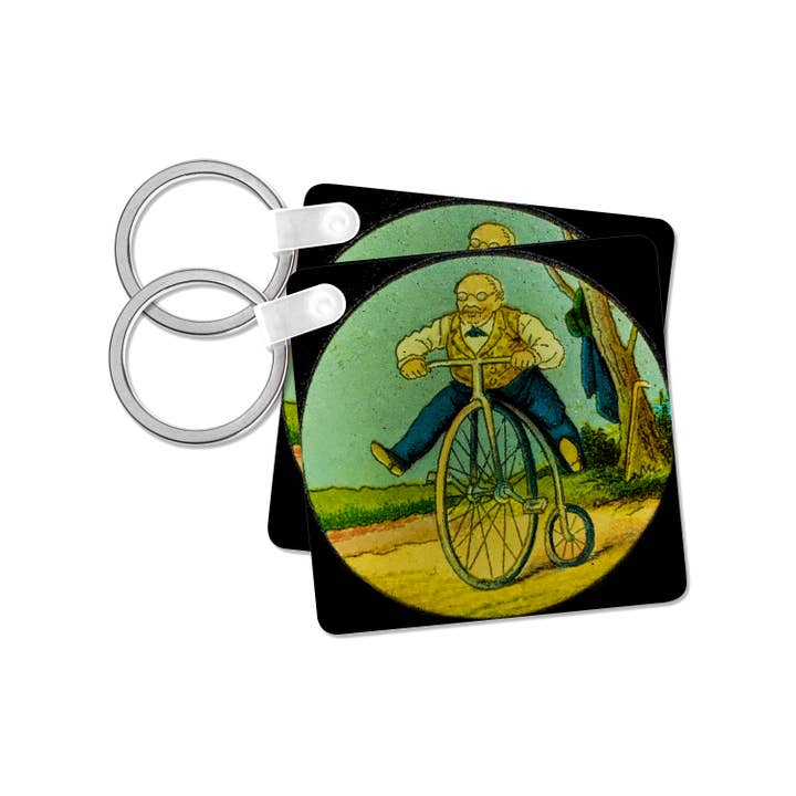 3dRose - Wholesale Keychain - Unisex - 3dRose, Vintage German Magic Lantern Slide Fat Man on a Penny Farthing, Key Chain7
