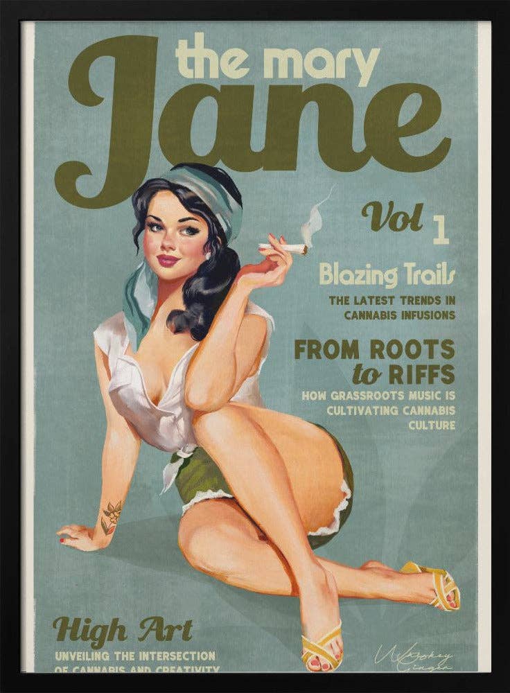 GTA ART - Wholesale Art Print - Wall art Mary Jane Retro Vintage Pinup Cannabis Art1