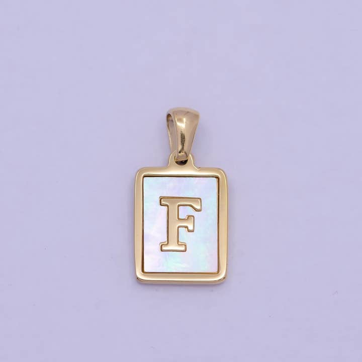 Aim Eternal - Wholesale Individual charm/pendant - Mother of Pearl Letter Charm Gold Tag Alphabet Charm, Shell Letter Pendant Personalized Letters Initial Charm Stainless Steel A-862-A-8745