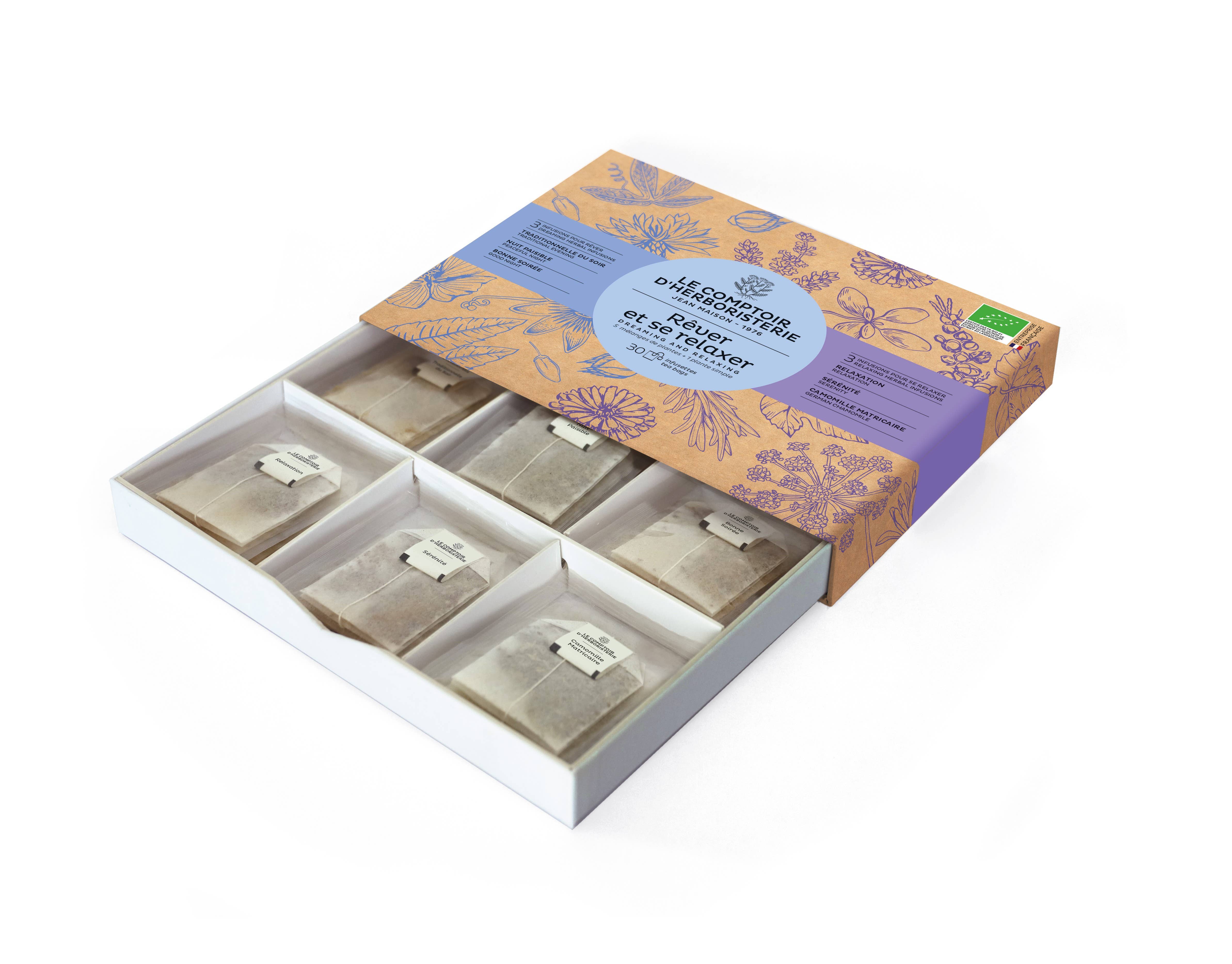 LE COMPTOIR D'HERBORISTERIE - Wholesale Health/Detox Tea - BOX OF 6 INFUSIONS FOR DREAMING AND RELAXING 30 ORGANIC INFUSIONS1