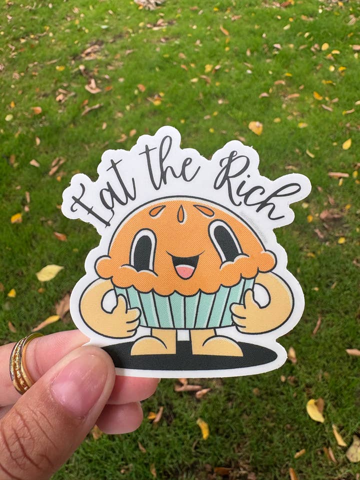 Eat the Rich vinyl sticker for wholesale by Sacred Paintbrush Arts