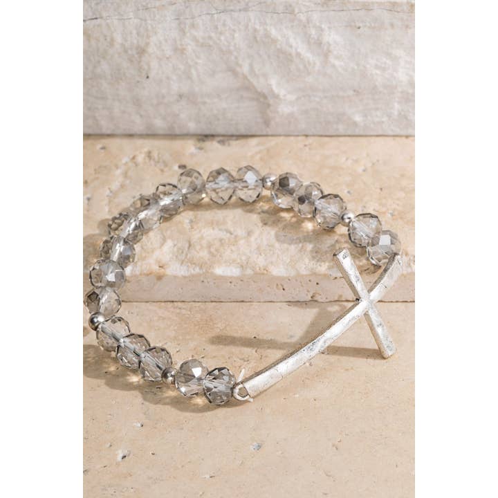 Urbanista - Wholesale Beaded Bracelet - Hammered Metal Cross Bracelet