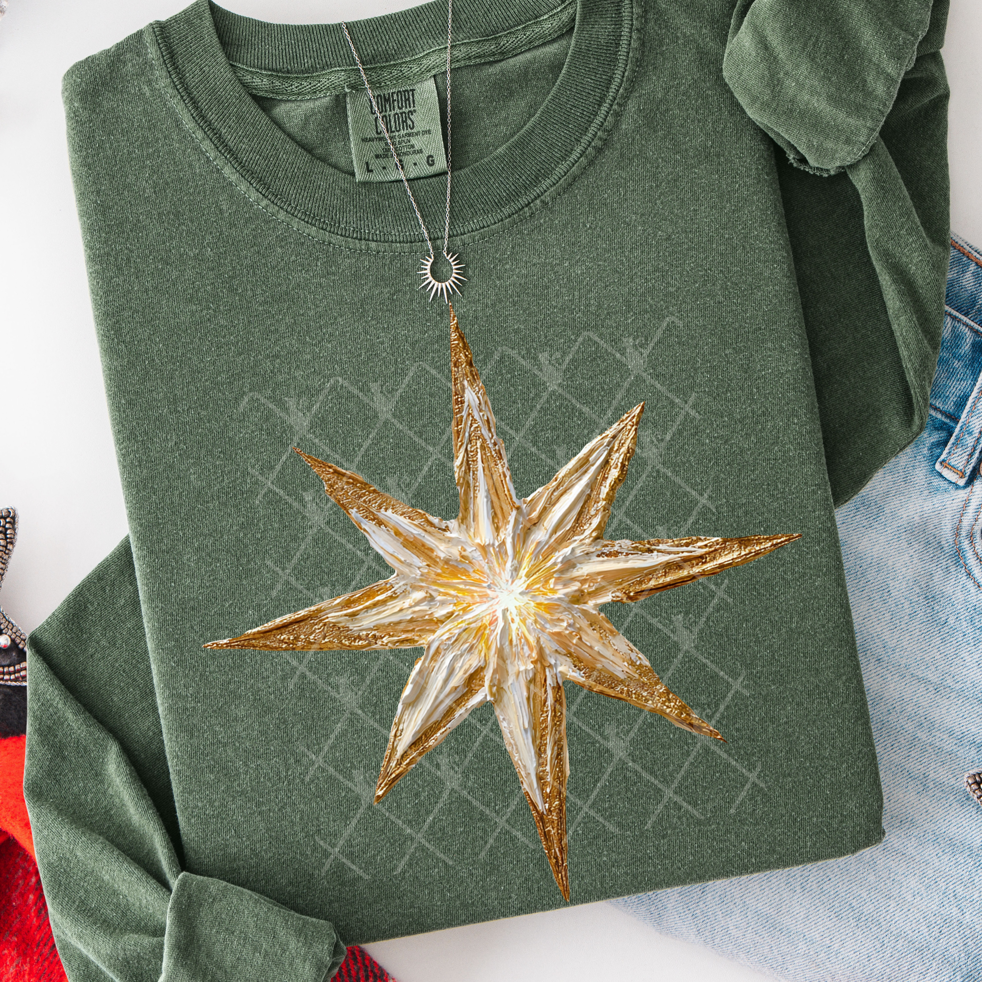 Flawless Transfers - Venta al por mayor Papel transfer para sublimación - Estrella de Belén Pintada a Mano #2799 Transferencia DTF0