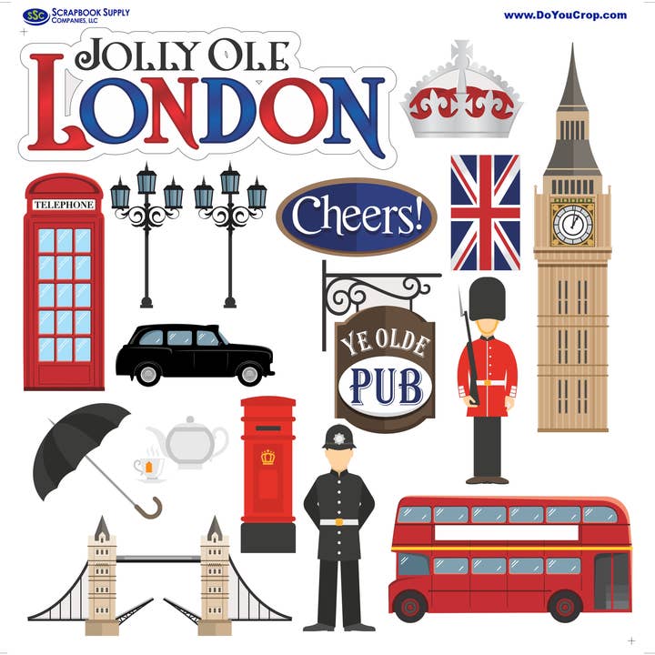 SSC Wholesale - Wholesale Craft Supplies - Jolly Ole London Scrapbook Embellishments - 3 Packs