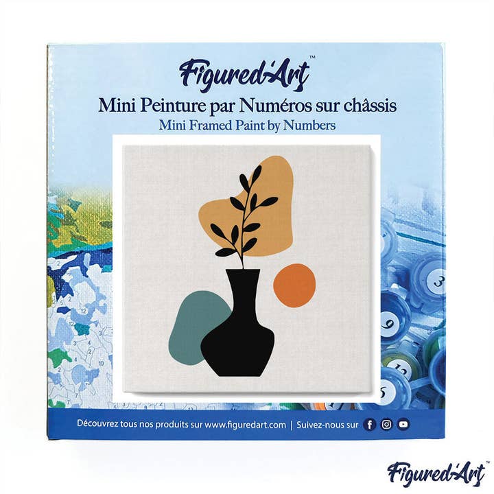 Figured'Art - Wholesale DIY craft kit - Mini Paint by numbers Abstract Plant Pot Set 1 of 3 framed2