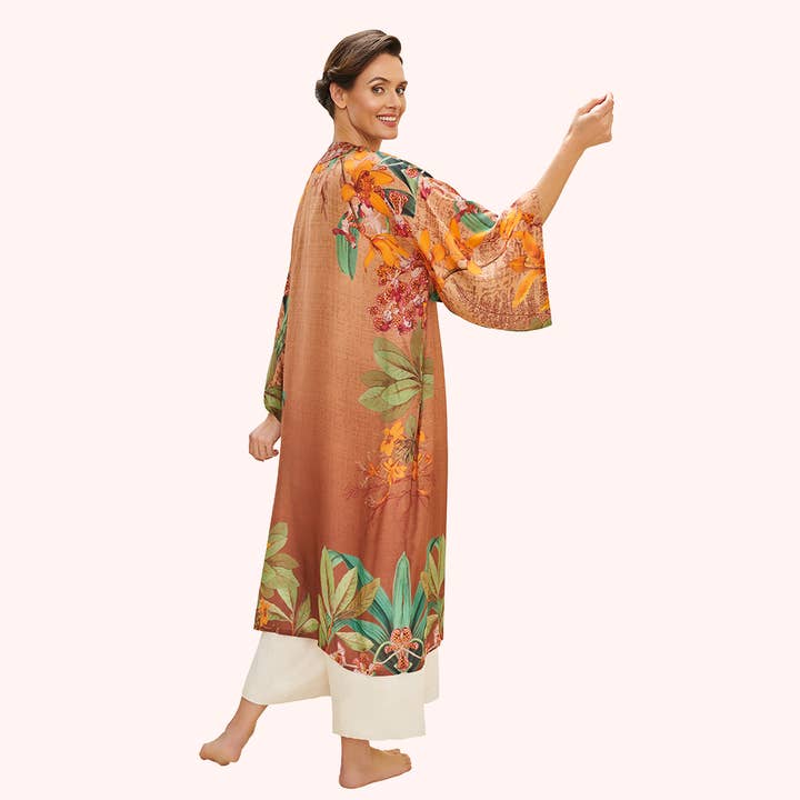 Botany Bliss in Taupe Kimono Gown for wholesale by Powder Design inc - US