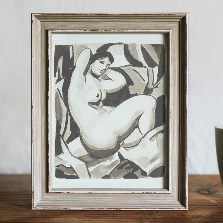 Modern Cubist Woman Black, Beige and Neutrals Art Print for wholesale by Honora Papers