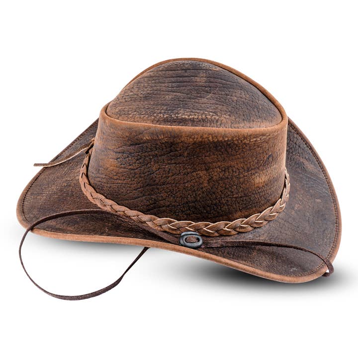 Hadzam - Wholesale Cowboy Hat - Unisex - Men's and Women's Brown Western Leather Outback Cowboy Hat