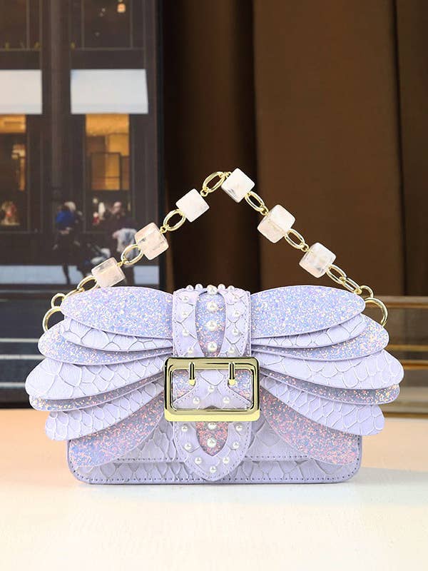 Trendy lille firkantet crossbody-taske – akrylkæde & perledetaljer for engroshandel hos Fiona Secret Closet