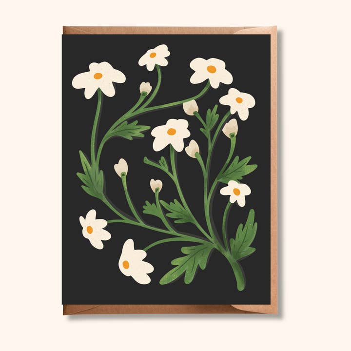 Brush + Bird Paper Co. - Wholesale Everyday Greeting Card - White Flower Greeting Card | Blank Floral Everyday Card