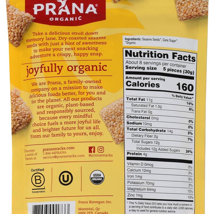 Everyday Supply Co - Wholesale Retailer Sample - Food & Drink - PRANA SESAME SQUARE SUMSUMA - Case of 61