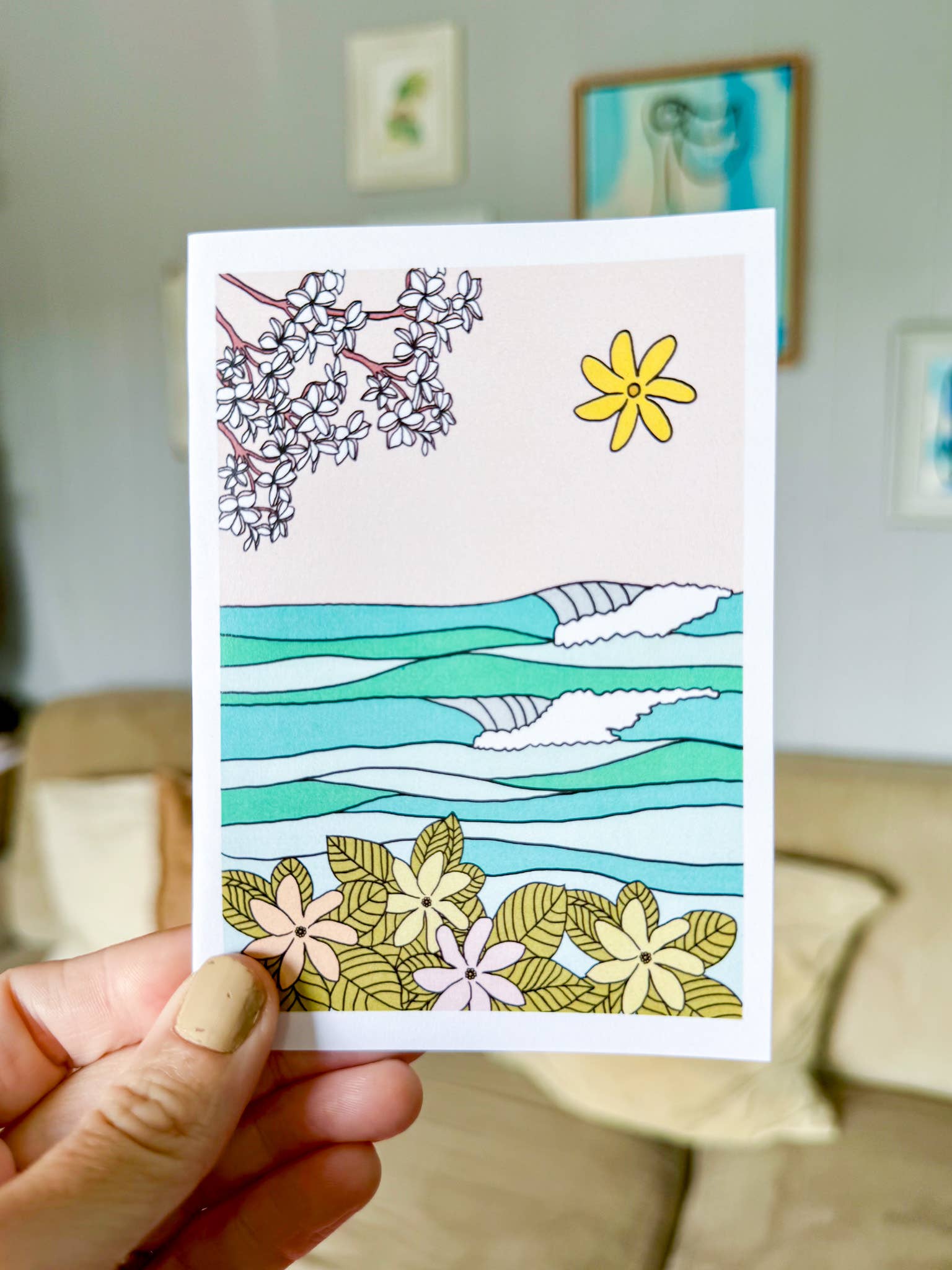 Sierra Rehrer Designs - Wholesale Everyday Greeting Card - Plumeria Tree by The Sea Card0