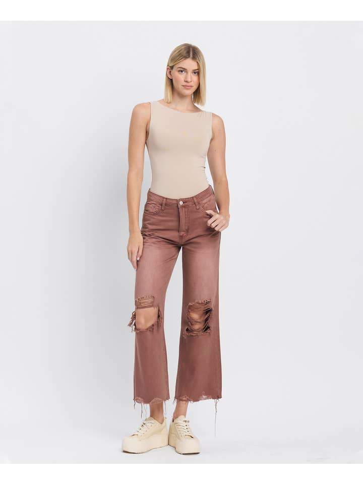 AZTEC 90'S VINTAGE SUPER HIGH RISE CROP FLARE JEANS V2736AZ for wholesale on Faire