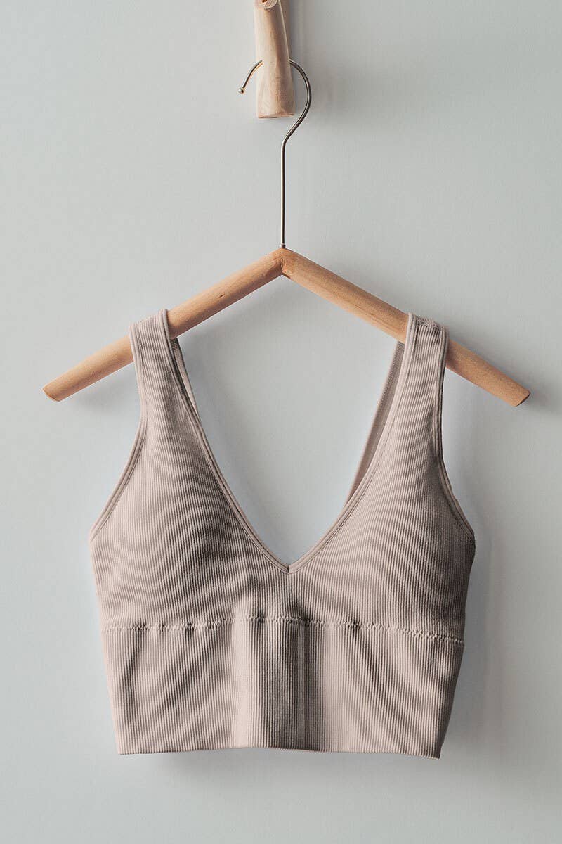 Urban Daizy - Wholesale Bralette - Women's - Mineral Wash V-Neck Rib Knit Bralette Top22