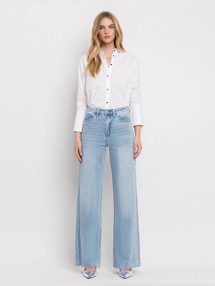 SUPER HIGH RISE WIDE LEG JEANS V2680 for wholesale by VERVET by FLYING MONKEY