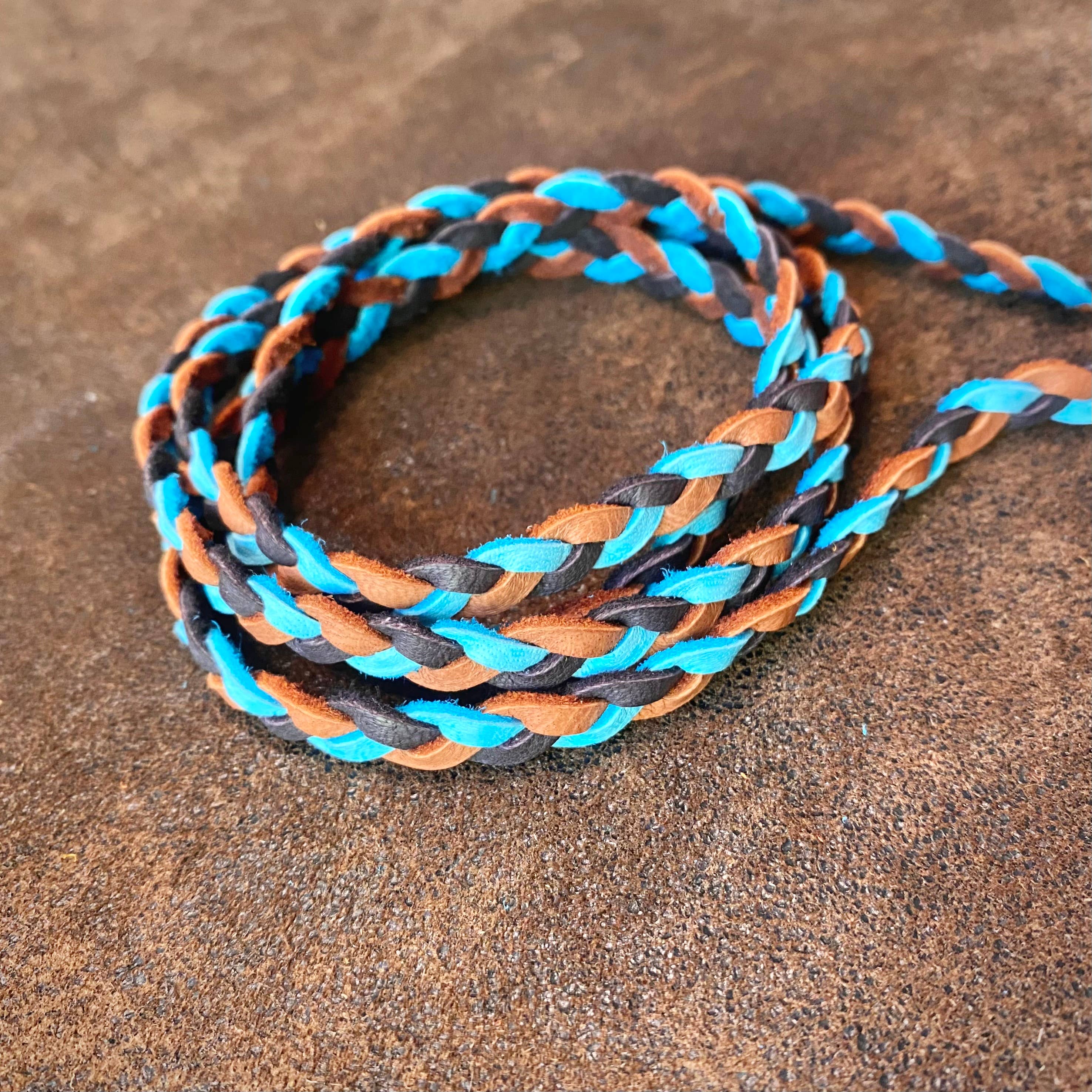 ASTALI - Venta al por mayor Accesorio para sombrero - Mujer - Accesorio de cuero trenzado - Turquesa óxido chocolate, cinta para sombrero2