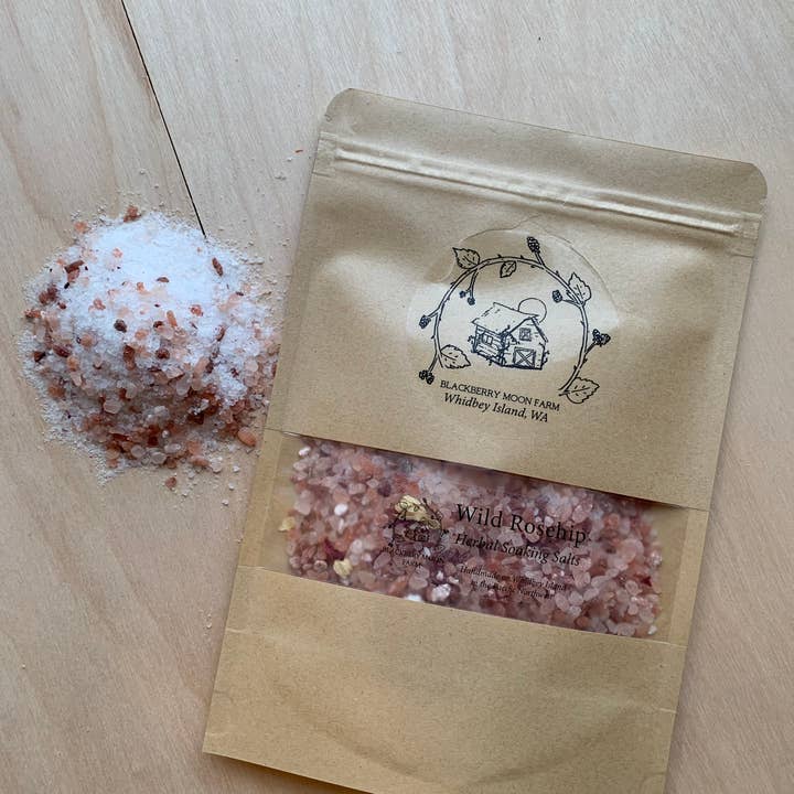 Wild Rosehip Soaking Salts for wholesale by Blackberry Moon Farm Body Care