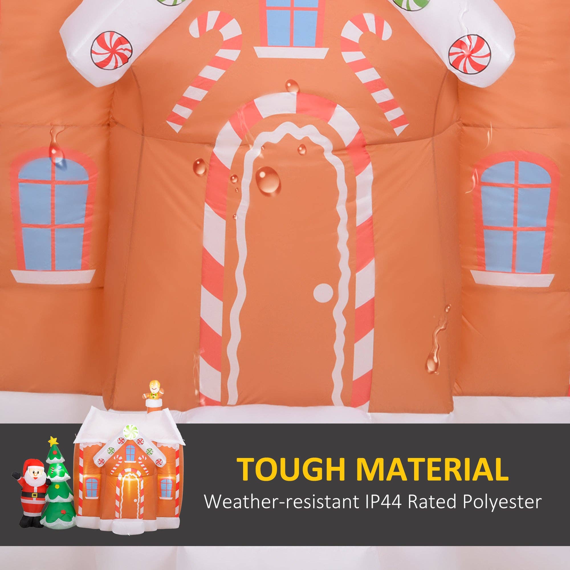 39F Inc. - Wholesale Inflatables - 7FT Inflatable Gingerbread House with Santa and Tree Lights4