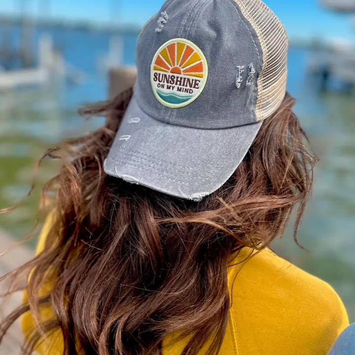 Sunshine on My Mind Ponytail Hat for wholesale by Small Town Clothing Company