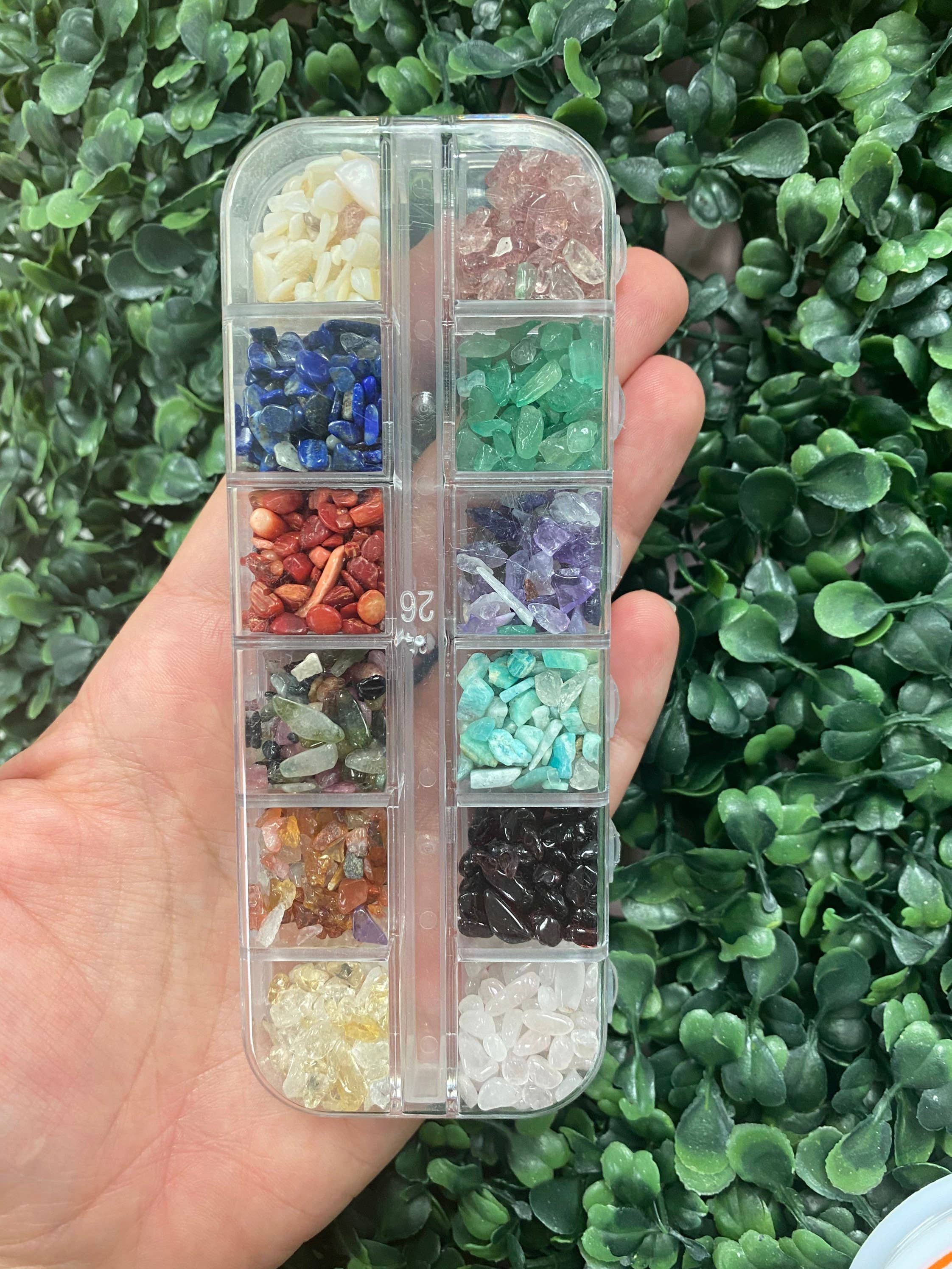 The Bead Bazaar - Wholesale Beads - 12 Crystal Healing Gemstone Chip Beads Kit, Chakra Natural Gemstone DIY Kit, Accent Stone Beads, Healing Stone Accent DIY Kit Beads, Bulk Beads1