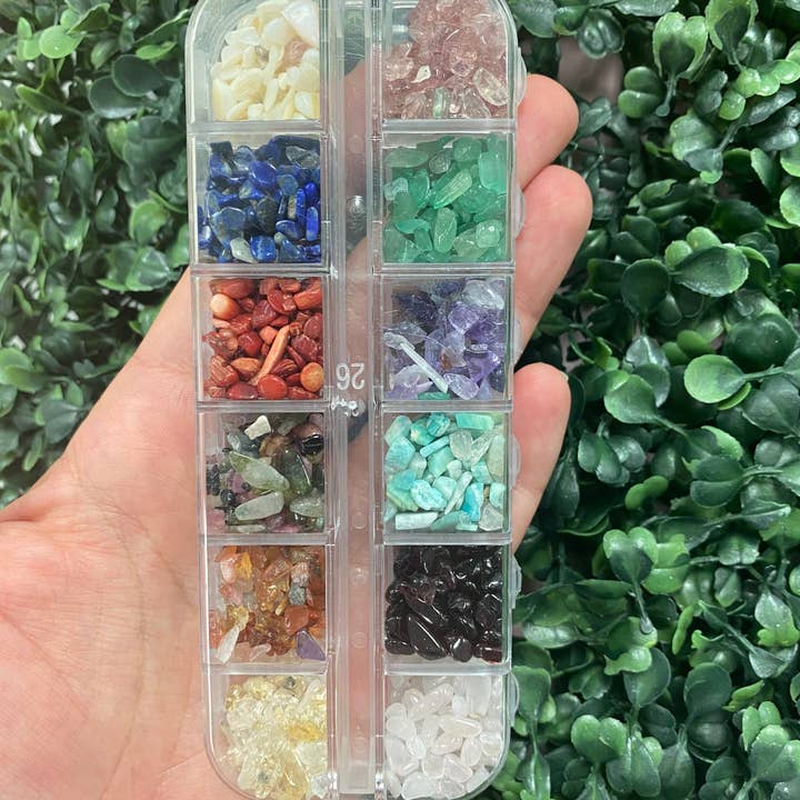 The Bead Bazaar - Wholesale Beads - 12 Crystal Healing Gemstone Chip Beads Kit, Chakra Natural Gemstone DIY Kit, Accent Stone Beads, Healing Stone Accent DIY Kit Beads, Bulk Beads1