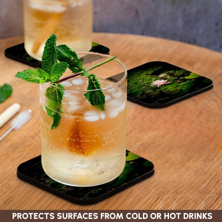 3dRose - Wholesale Coasters - 3dRose, Beautiful pink water lily flower in an artificial pond, Coaster9