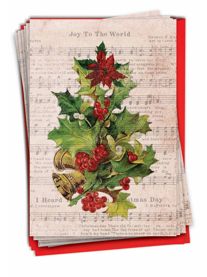 Æske med 12 julekort - Holly Notes for engroshandel hos NobleWorks