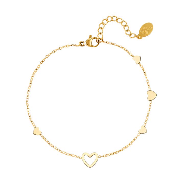 Stainless steel bracelet hearts open and solid for wholesale by SHINE BUY