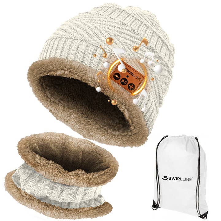 Cappello senza fili Bluetooth Beanie con sciarpa bianca per la vendita all'ingrosso da parte di TDV Homes