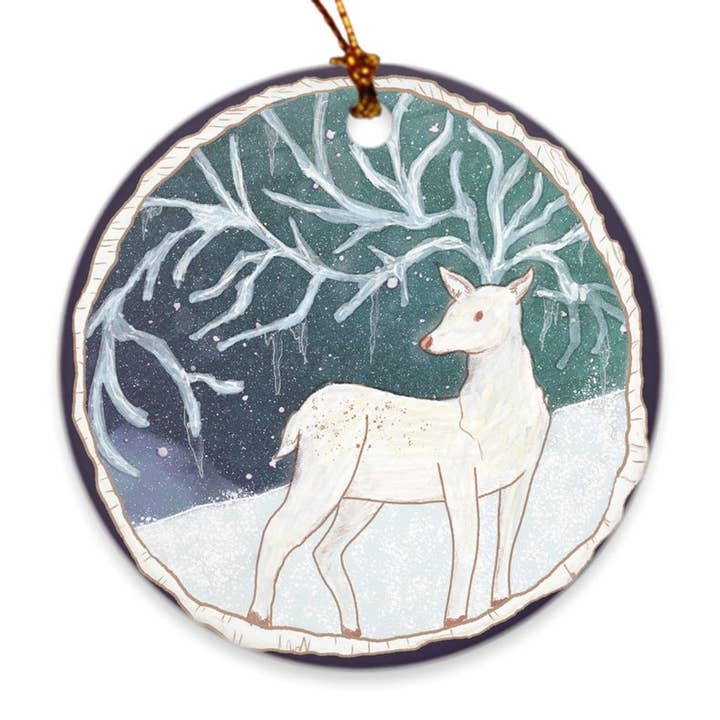 Winter Woodland Icicle Reindeer Christmas Tree Ornament for wholesale by RiverWood Forest