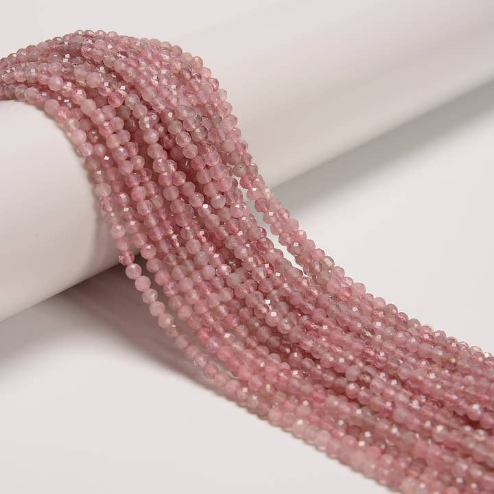 Contas Redondas Facetadas de Quartzo Rosa Natural de Madagáscar Tamanho 3mm 4mm 5mm Fio de 15,5'' por atacado de CRCBEADS
