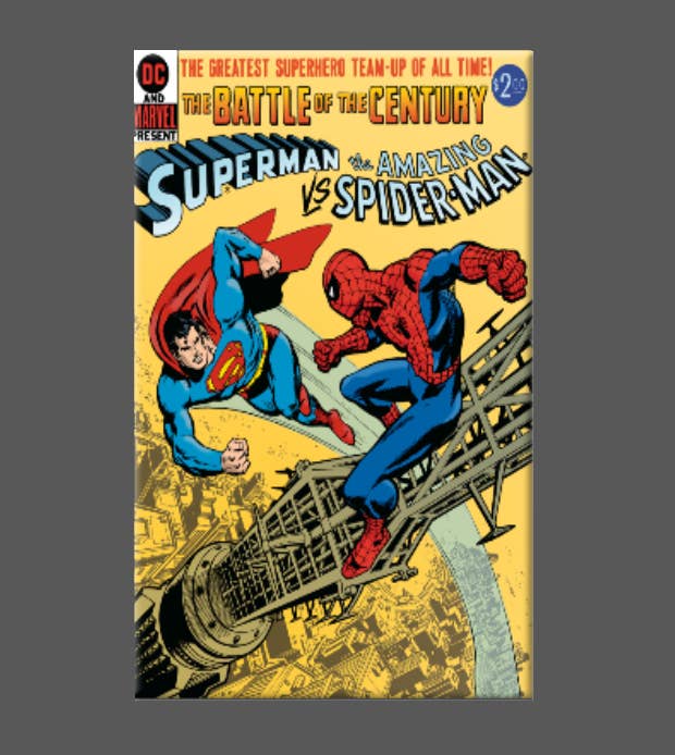 Ba Ba Buttons - Wholesale Magnet - SUPERMAN VS SPIDER MAN, Magnet, Button, Mirror, Fridge